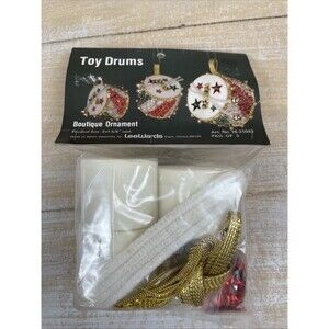 Vintage LeeWards Toy Drums Pkg. of 3 Sequin Beaded Christmas Ornament Kit Japan